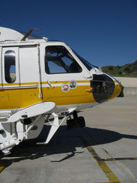 N160LA @ KWHP - CLOSE-UP nose: Los Angeles County Fire 2000 Sikorsky S-70A Firehawk Helitanker #16 on ramp @ Whiteman Airport, Pacoima, CA home base - by Steve Nation