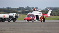 G-CILN @ EGFH - Visiting HM Coastguard SAR helicopter (Rescue 187) after taking on fuel. - by Roger Winser