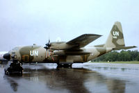 955 @ EGVI - Lockheed C-130H Hercules [4337] (Royal Norwegian Air Force) RAF Greenham Common~G 24/06/1979. From a slide. Taken during a downpour. - by Ray Barber