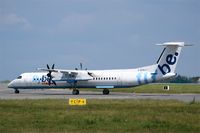 G-ECOJ @ LFRB - De Havilland Canada DHC-8-402Q Dash 8, Taxiing to holding point Charlie, Brest-Bretagne airport (LFRB-BES) - by Yves-Q