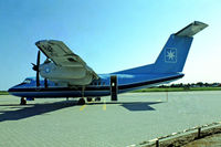 OY-MBC @ EKBI - De Havilland Canada DHC-7-102 Dash 7 [45] (Maersk Air) Billund~OY 07/06/1982. From a slide. - by Ray Barber