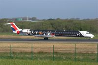 F-HMLK @ LFRB - Canadair CRJ-1000, Take off run rwy 07R, Brest-Bretagne airport (LFRB-BES) - by Yves-Q