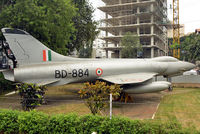 DB884 - On display at the Visvesvaraya Industrial and Technological Museum, Bangalore. Designed by Dr. Kurt Tank in 1956, a total of 147 Maruts were built. This example has four drop tanks and was recently repainted by HAL. - by Arjun Sarup