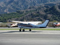 N8388Z @ SZP - 1963 Cessna 210-5(205) UTILINE, (fixed-gear version of 210C), Continental IO-470-E 260 Hp, advantages-lower initial cost, more room & payload and lower insurance rate. takeoff roll Rwy 04 - by Doug Robertson