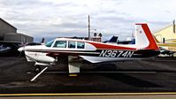 N3674N @ KRHV - Possibly locally-based 1967 Mooney M-20G (reg. is pending) parked at a local tie down at Reid Hillview Airport, San Jose, CA. Might be a replacement for a former Mooney that parked here which was N252WT. - by Chris Leipelt