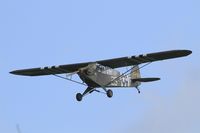 F-BETK @ LFRB - Piper J3C-65 Cub, Short approach rwy 25R, Brest-Bretagne airport (LFRB-BES) - by Yves-Q