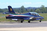 MM54487 @ LFSX - Italian Air Force Aermacchi MB-339PAN, N°8 of Frecce Tricolori Aerobatic Team 2015, Taxiing to holding point, Luxeuil-Saint Sauveur Air Base 116 (LFSX) Open day 2015 - by Yves-Q
