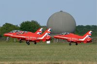 XX323 @ LFOT - Royal Air Force Red Arrows Hawker Siddeley Hawk T.1A, Take off rwy 02, Tours-St Symphorien Air Base 705 (LFOT-TUF) Open day 2015 - by Yves-Q