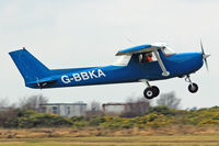 G-BBKA @ EGFH - Reims F150l, Cambrian Flying Club, seen departing runway 04 for circuits. - by Derek Flewin