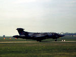 XZ430 @ EGQS - Buccaneer S.2B of 208 Squadron preparing to join the active runway at RAF Lossiemouth in May 1984. Sadly, the aircraft and crew were lost when the aircraft crashed into the North sea eight days later - by Peter Nicholson