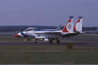 71-0291 @ EGLF - USAF Mc Donnell Douglas F-15B 71-0291 Bicentennial scheme at the 1976 Farnborough Air Show - by Franco Sella