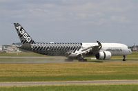 F-WWCF @ LFPB - Airbus A350-941, Max reverse thrust landing, Paris-Le Bourget (LFPB-LBG) Air show 2015 - by Yves-Q