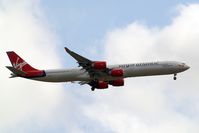 G-VFIZ @ EGLL - Airbus A340-642 [764] (Virgin Atlantic) Home~G 10/05/2015. On approach 27L. - by Ray Barber