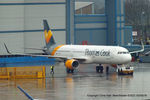 G-TCDO @ EGCC - brand new A321 being towed from the Thomas Cook hangar - by Chris Hall