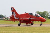 XX319 @ LFOT - Royal Air Force Red Arrows Hawker Siddeley Hawk T.1, Taxiing to parking area, Tours - St Symphorien Air Base 705 (LFOT-TUF) Open day 2015 - by Yves-Q