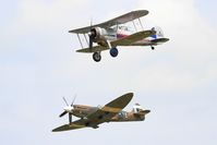 G-GLAD @ LFFQ - Gloster Gladiator II, Flight with Supermarine Spitfire, La Ferté-Alais (LFFQ) Air show 2015 - by Yves-Q