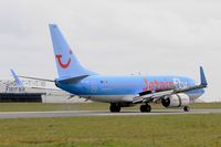 OO-JAS @ LFRB - Boeing 737-7K5, Max reverse thrust landing rwy 25L, Brest-Guipavas Regional Airport (LFRB-BES) - by Yves-Q