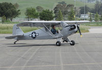 N239H @ O69 - Locally-based Haywood CWJ-3 Clipped Wing Cub homebuilt taxiing at Petaluma Municipal Airport, CA - by Steve Nation