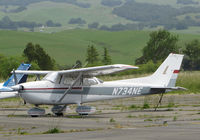 N734NE @ O69 - April 2016 After the Winter Rains Came! Locally-based 1977 Cessna 172N rests on the ramp @ Petaluma Municipal Airport, CA home base. Compare how the foothills look here with my October 2005 photo of the same aircraft, same location. - by Steve Nation