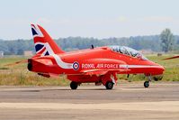 XX242 @ LFSX - Royal Air Force Red Arrows Hawker Siddeley Hawk T.1A, Taxiing to holding point, Luxeuil-Saint Sauveur Air Base 116 (LFSX) Open day 2015 - by Yves-Q
