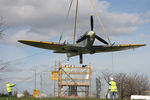 BM481 @ NONE - Supermarine 349 Spitfire F5 (replica). Erected on a roundabout in 2007 at the site of the former RAF Thornaby. The markings on the port side commemorate 401 Sqn, RCAF. Those on the starboard side, PK651, code B-RAO, commemorate 608 Sqn, RAuxAF. - by Malcolm Clarke