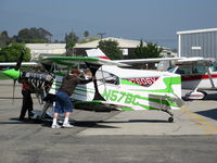 N57BC @ SZP - Locally-based 2001 Aviat Pitts S-2C pushing back to the hangar @ Santa Paula Airport (Ventura County), CA - by Steve Nation