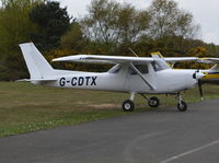 G-CDTX @ EGLK - Reims Cessna F152 at Blackbushe. Ex D-EERU. Now in all white colourscheme. - by moxy