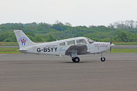 G-BSYY @ EGFH - Cherokee Warrior II, British Disabled Flying Association Blackbushe based, previously N9100X, G-BSYY, N440X, seen taxxing out. - by Derek Flewin
