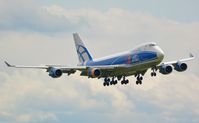 VQ-BHE @ LOWG - Windy landing for this Air Bridge Cargo, ABC Boeing 747-4KZF at LOWG, loaded with the RedBull AiRace planes - by Paul H