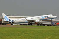 G-FBEN @ EGFF - Embraer 195LR, FlyBe, call sign Jersey 3HF, previously PT-SGW, seen departing runway 12 en-route to Munich - by Derek Flewin