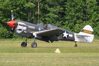 F-AZKU @ LFFQ - Curtiss P-40N Warhawk, Landing rwy 28, La Ferté-Alais (LFFQ) Air show 2015 - by Yves-Q