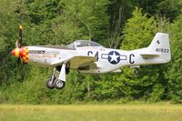 F-AZSB @ LFFQ - North American P-51D Mustang, Take off rwy 28, La Ferté-Alais (LFFQ) Air show 2015 - by Yves-Q