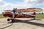 G-BJIV @ X5SB - Piper PA-18-150 Super Cub, one of the tugs at The Yorkshire Gliding Club being re-fueled, Sutton Bank, North Yorkshire, August 2013. - by Malcolm Clarke