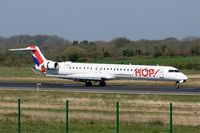 F-HMLN @ LFRB - Bombardier CRJ-1000EL NG, Reverse thrust landing rwy 07R, Brest-Bretagne Airport (LFRB-BES) - by Yves-Q