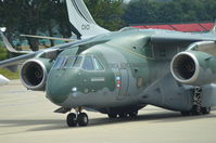 PT-ZNF @ EGLF - Embraer KC-390 taxing past Hangar 1 for validation flight - by Syed Rasheed
