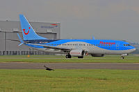 G-TAWK @ EGFF - 737-8K5, Thompson callsign TOM6286, previously C-FWQk, seen departing runway 12 en-route to Tenerife Sur.