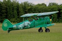 F-AZGR @ LFFQ - Boeing N2S-3 Kaydet (B75N1), Taxiing to parking area, La Ferté-Alais airfield (LFFQ) Air show 2015 - by Yves-Q