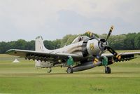 F-AZHK @ LFFQ - Douglas AD-4N Skyraider, Taxiing, La Ferté-Alais airfield (LFFQ) Airshow 2015 - by Yves-Q