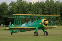 F-AZGR @ LFFQ - Boeing N2S-3 Kaydet (B75N1), Taxiing to parking area, La Ferté-Alais airfield (LFFQ) Air show 2015 - by Yves-Q