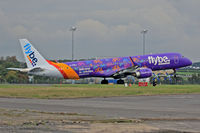 G-FBEJ @ EGFF - Embraer 195, Flybe, callsign Jersey 3HF, previously PT-SAK, painted in special Yorkshire colour scheme 20 3 2-16, seen departing runway 12 en-route to Munich. - by Derek Flewin