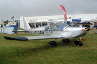 G-CBIY @ EGBP - Evektor EV-97 Eurostar [PFA 315-13846] Kemble~G 02/07/2005. Seen here with standard wooden propeller in 2006 all black propeller to match wing tips and wheel fairings.. - by Ray Barber