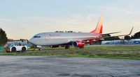 EI-RUR @ EGHH - Just painted in latest Rossiya livery - by John Coates