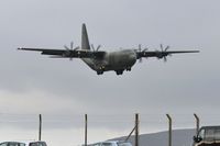 ZH885 @ EGFH - RAF Hercules C.5 aircraft coded 885 of the Brize Norton Transport Wing makes a low pass over Runway 04. - by Roger Winser