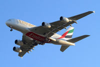 A6-EEN @ EGLL - Airbus A380-861 [135] (Emirates Airlines) Home~G 16/03/2014. On approach 27R. - by Ray Barber