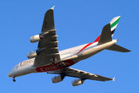 A6-EEN @ EGLL - Airbus A380-861 [135] (Emirates Airlines) Home~G 16/03/2014. On approach 27R. - by Ray Barber