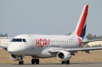 F-HBXB @ LFBD - Embraer ERJ-170ST, Taxiing to holding point Delta rwy 05, Bordeaux Mérignac airport (LFBD-BOD) - by Yves-Q