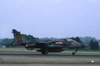 XZ358 @ EHTW - Royal Air Force 41 sqn Jaguar GR.1 taking off from Twente air base, the Netherlands, 1984 - by Van Propeller