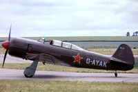 G-AYAK @ EGSU - Yakovlev Yak-C11 [172701] Duxford~G 28/06/1975. From a slide. - by Ray Barber