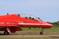 XX244 @ LFOT - Royal Air Force Red Arrows Hawker Siddeley Hawk T.1, Taxiing to parking area, Tours - St Symphorien Air Base 705 (LFOT-TUF) - by Yves-Q
