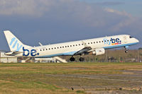 G-FBEH @ EGFF - Embraer 195, Flybe, call sign Jersey 4553, previously PT-SQX, seen departing runway 12 en-route to Geneva. - by Derek Flewin
